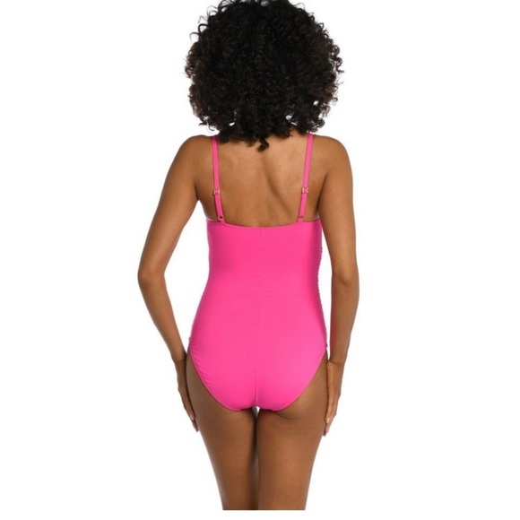 La Blanca Hot Pink Kids One Piece Swimsuit Size 10 - Picture 2 of 5